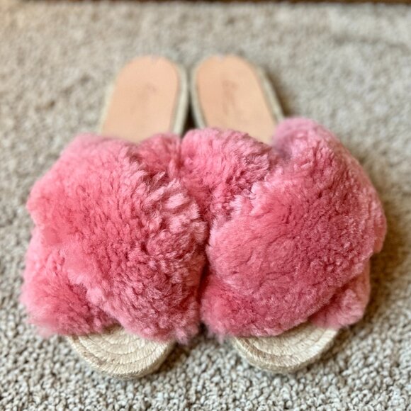 Espadril USA Pink Fluffy Espadrille Slide Slip-On Sandals, NEW - Picture 4 of 7